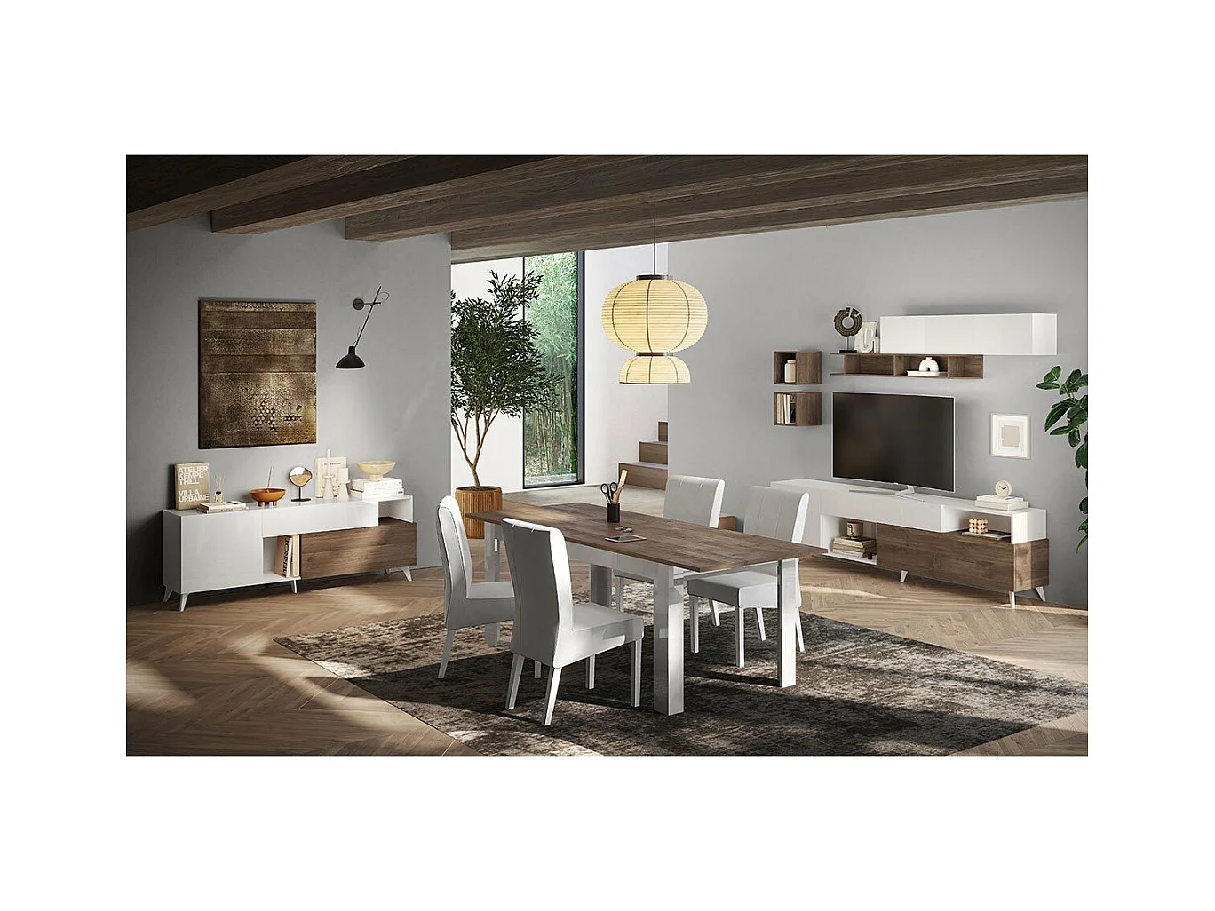 Mueble TV 2 puertas, 1 cajón y 2 nichos L180 cm - MALA