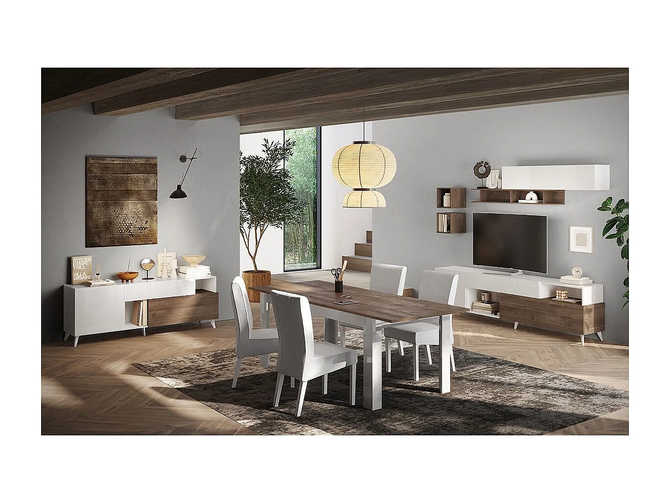 Mueble TV 2 puertas, 1 cajón y 2 nichos L180 cm - MALA