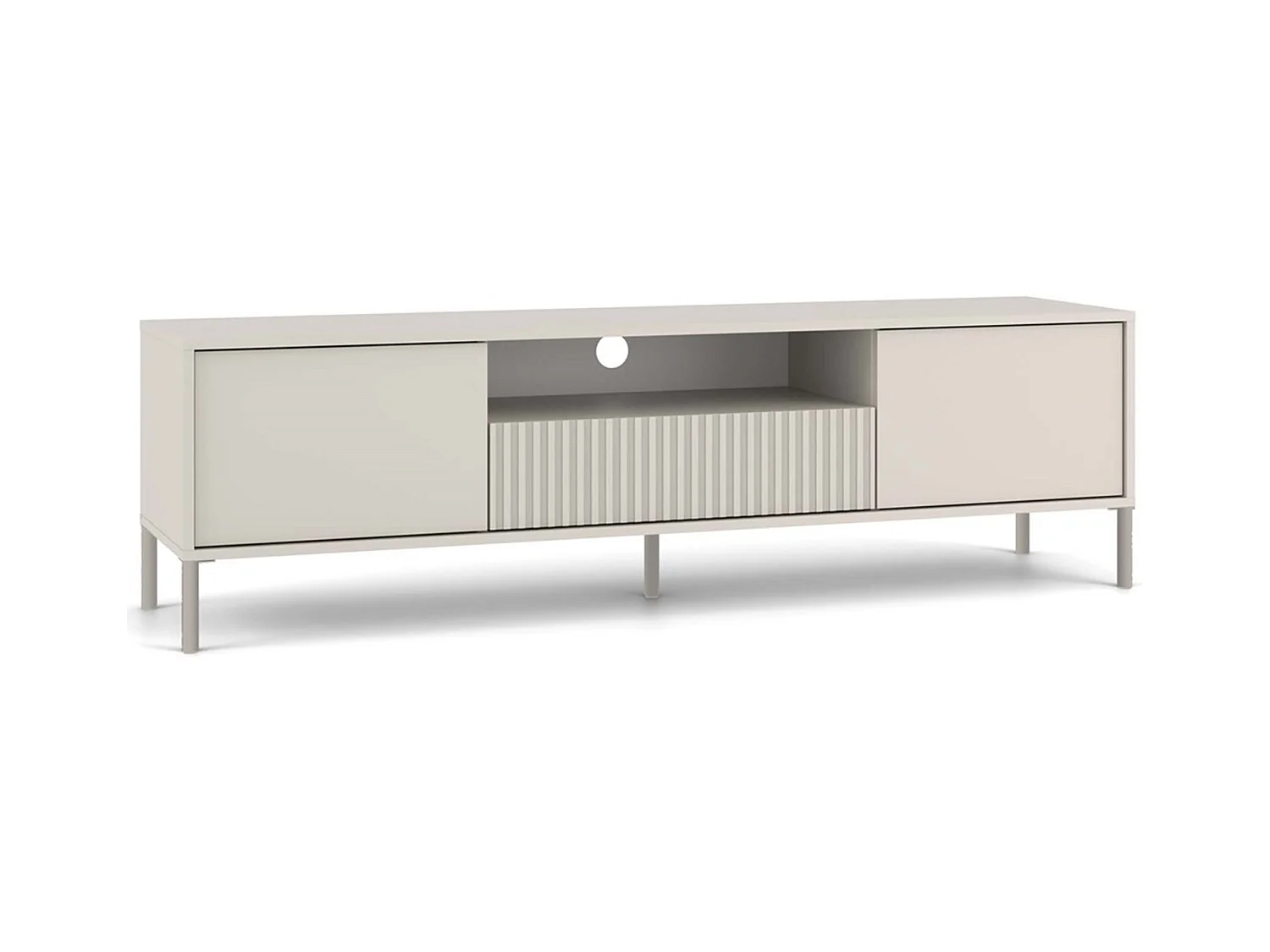KAMARO - Meuble TV 160cm avec deux portes et un tiroir - Beige Cachemire