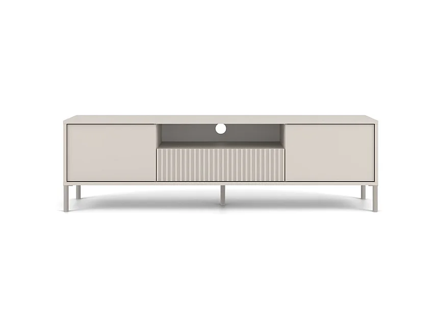 KAMARO - Meuble TV 160cm avec deux portes et un tiroir - Beige Cachemire