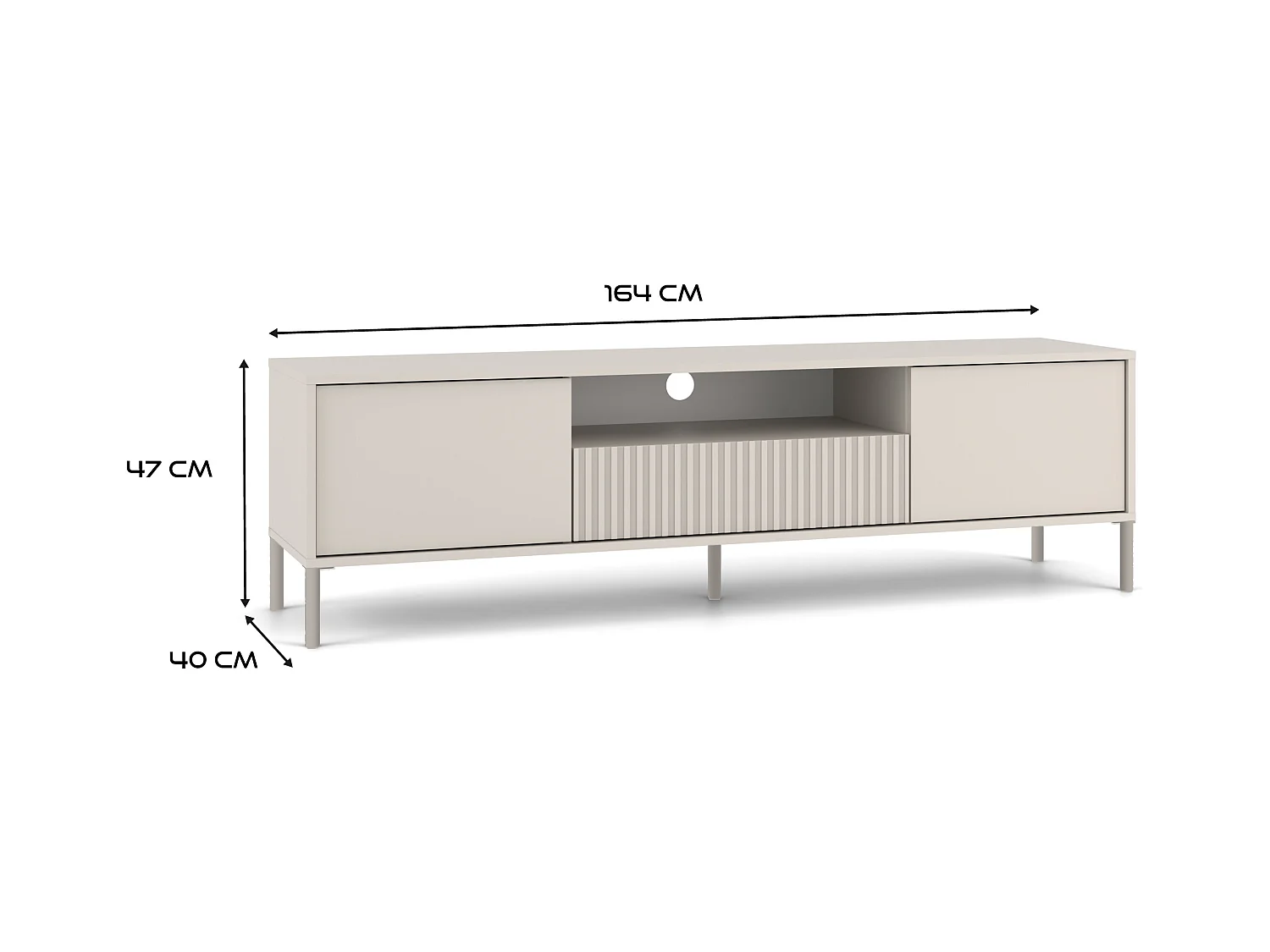 KAMARO - Meuble TV 160cm avec deux portes et un tiroir - Beige Cachemire