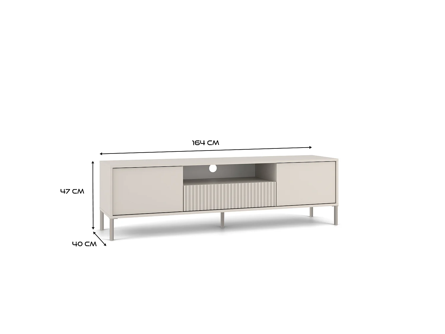 KAMARO – Mueble de TV 160 cm con dos puertas y un cajón – Beige Cachemira
