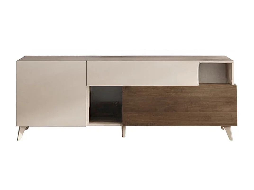 Szafka pod TV z 2 drzwiami, 1 szufladą i 2 wnękami L180 cm - MALA