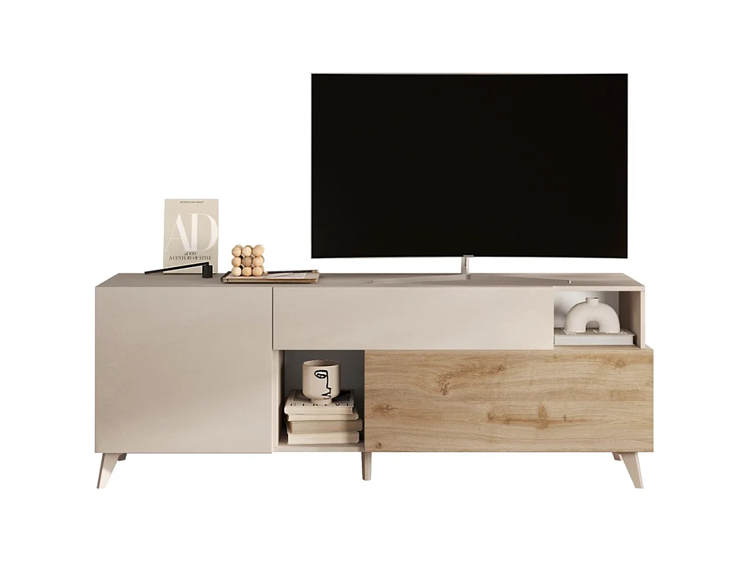 Mueble TV 2 puertas, 1 cajón y 2 nichos L180 cm - MALA
