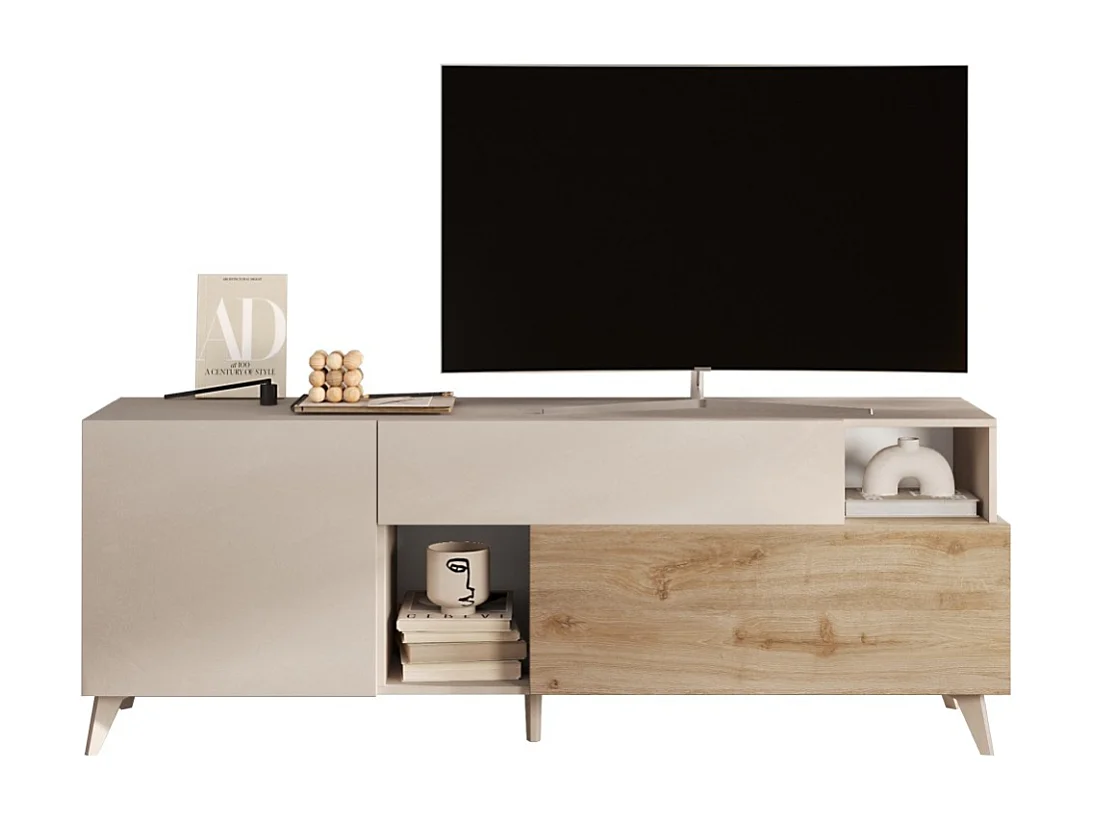 Mueble TV 2 puertas, 1 cajón y 2 nichos L180 cm - MALA