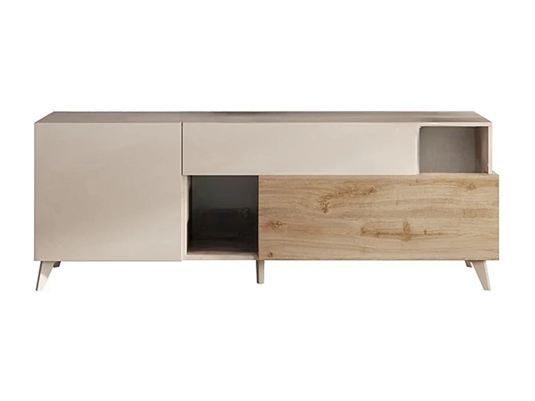 TV-Ständer weißes Holz moderne Schublade 2 Türen 181x42x67cm Edwin - Eiche - Weiß