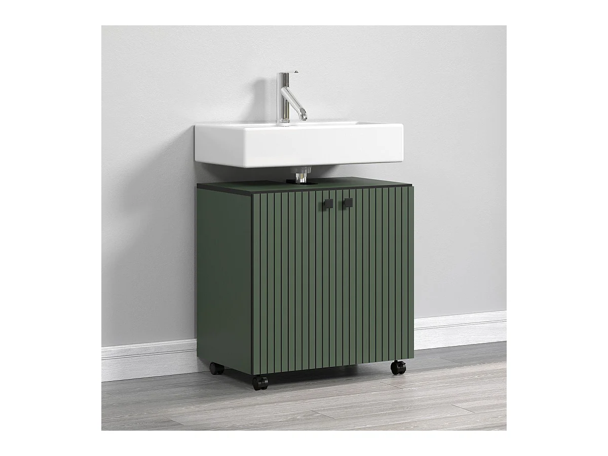 Meuble sous vasque sur roulettes 2 portes L60 cm - PUREBLISS