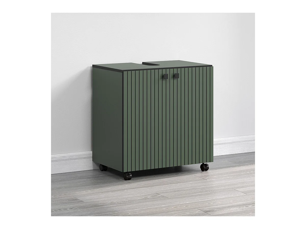 Meuble sous vasque sur roulettes 2 portes L60 cm - PUREBLISS
