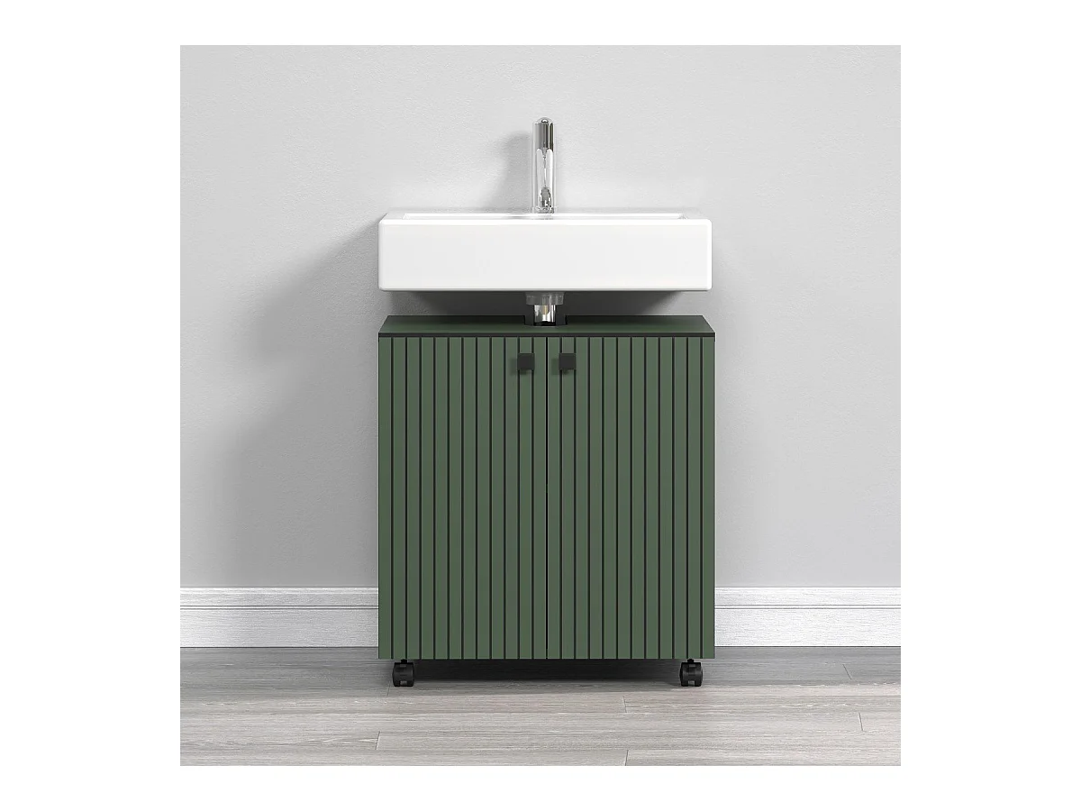 Meuble sous vasque sur roulettes 2 portes L60 cm - PUREBLISS