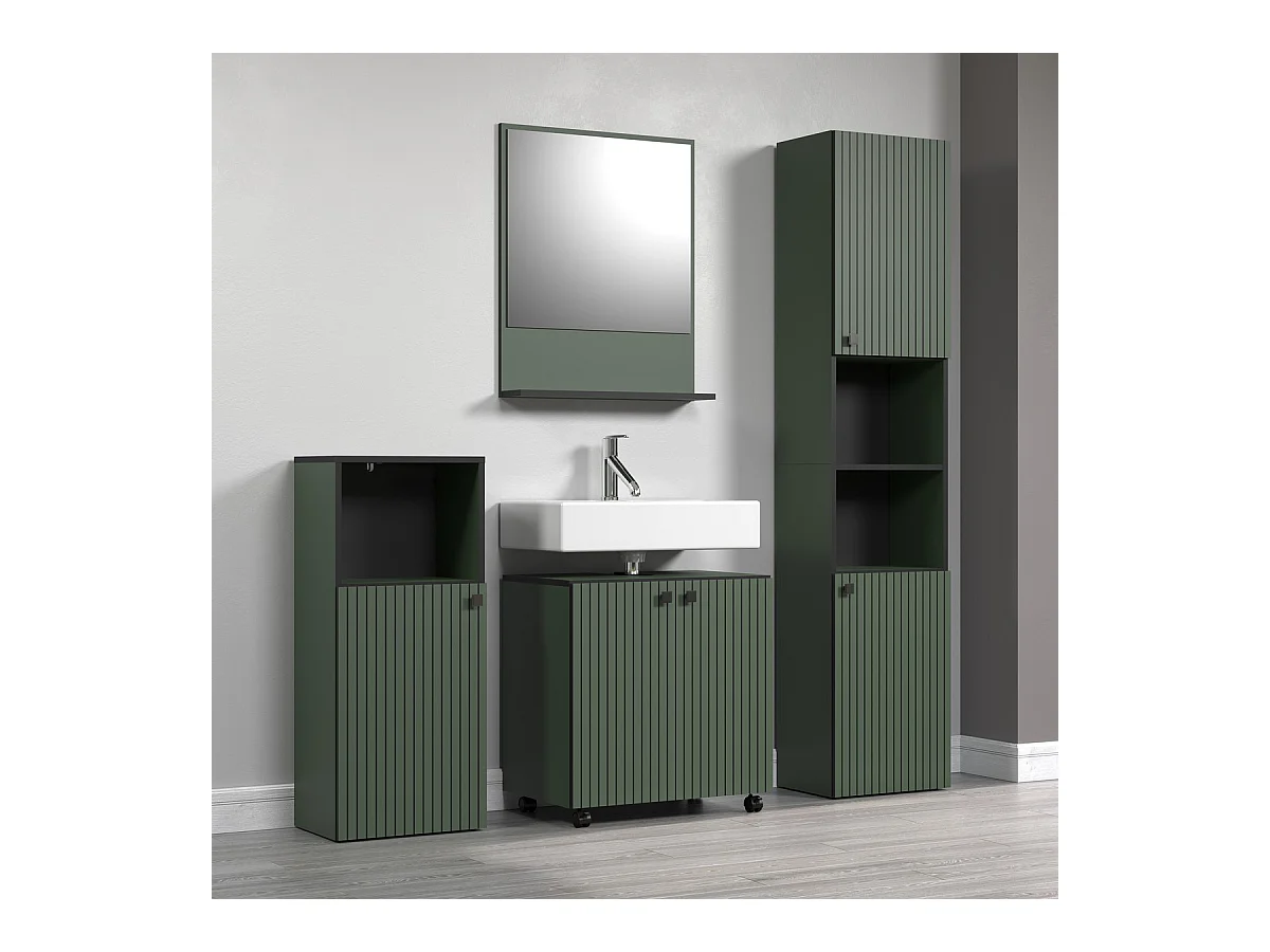 Meuble sous vasque sur roulettes 2 portes L60 cm - PUREBLISS