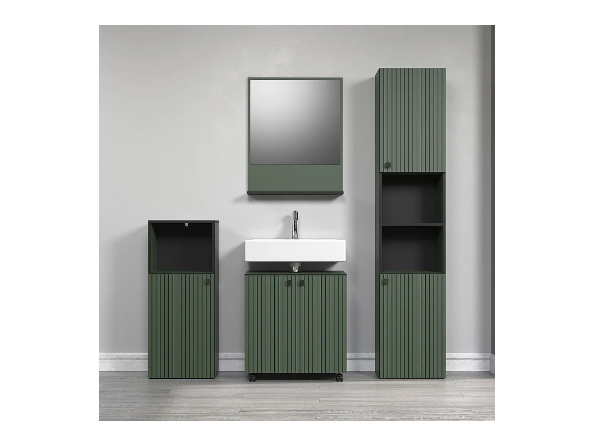 Meuble sous vasque sur roulettes 2 portes L60 cm - PUREBLISS