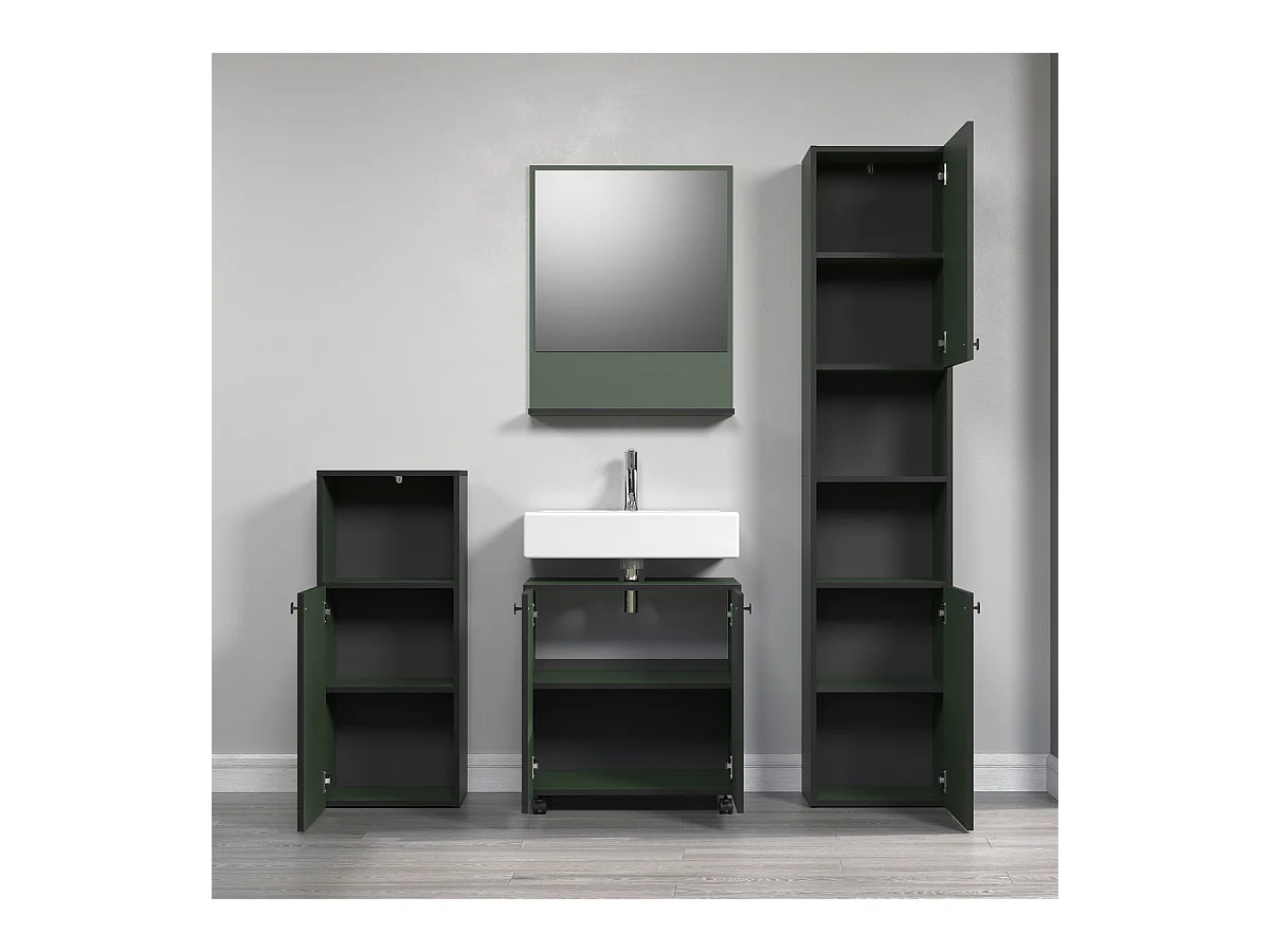 Meuble sous vasque sur roulettes 2 portes L60 cm - PUREBLISS