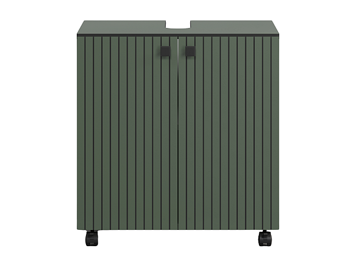 Trendteam Smart Living - Mobile Sottolavabo Skin Gloss Per Bagno, 60 X 56 X 31 Cm Bianco Con Finitura Ad Alta Lucentezza Con Intaglio Per Sifone 22620421