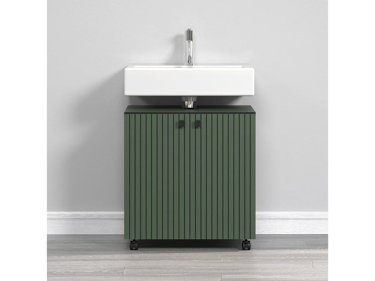 Meuble sous vasque sur roulettes 2 portes L60 cm - PUREBLISS