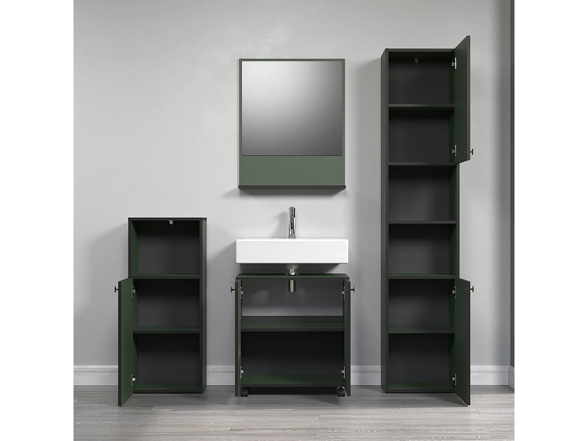 Meuble sous vasque sur roulettes 2 portes L60 cm - PUREBLISS