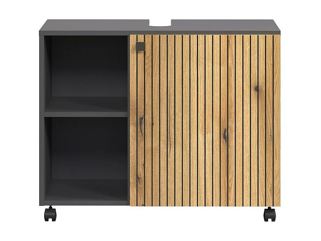 Mueble bajo lavabo con ruedas 1 puerta y 2 nichos L80 cm - PUREBLISS