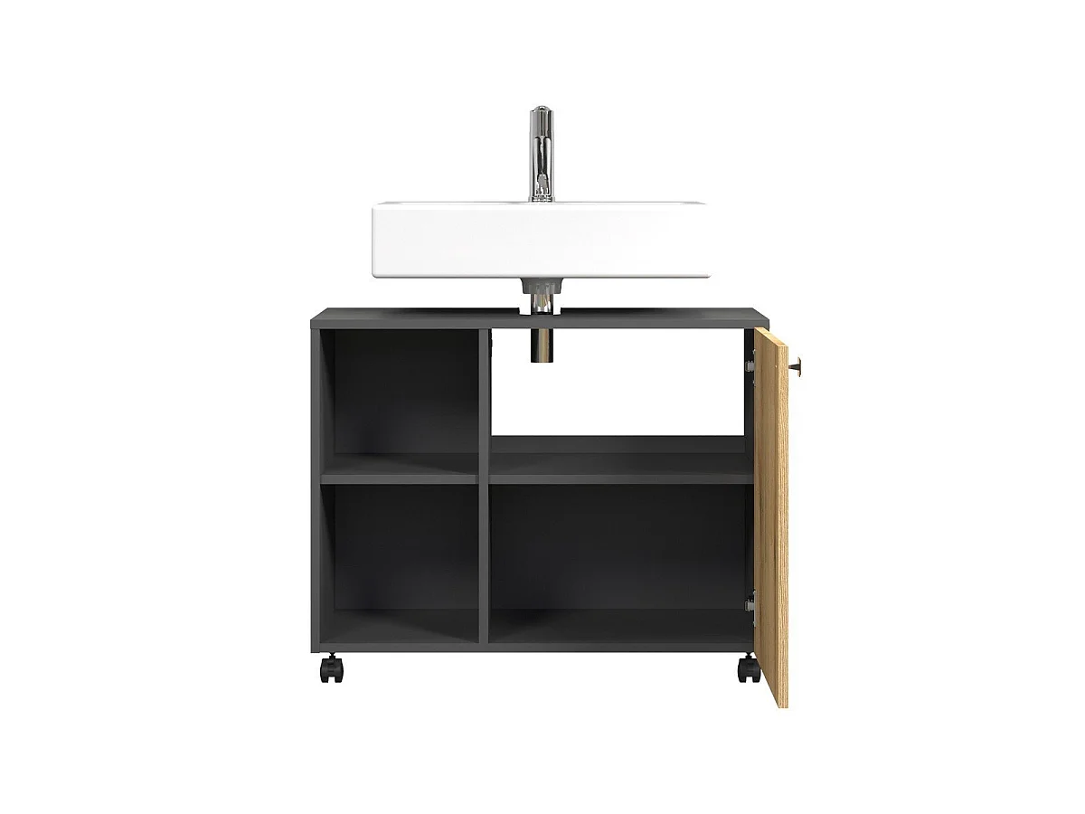 Mueble bajo lavabo con ruedas 1 puerta y 2 nichos L80 cm - PUREBLISS