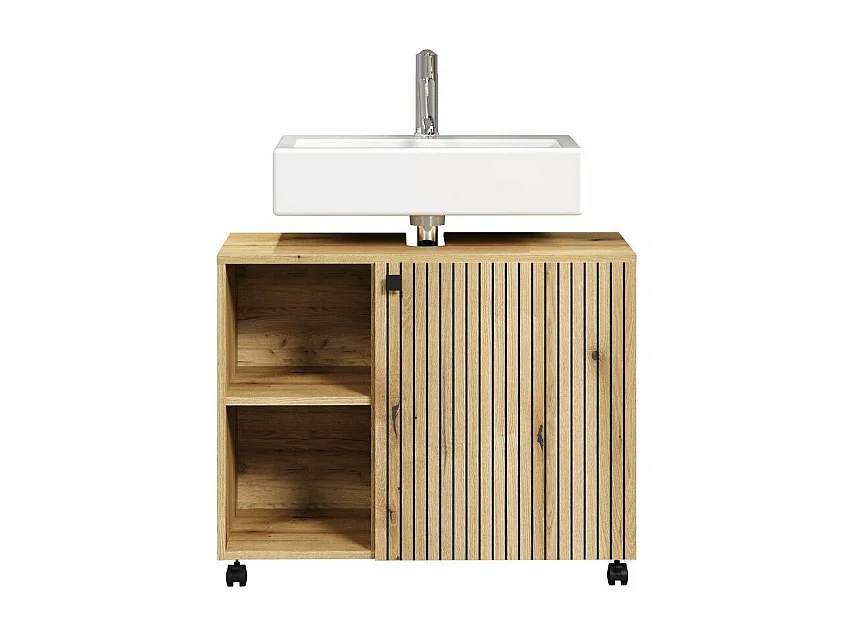 Mobile sottolavabo con ruote 1 anta e 2 nicchie L80 cm - PUREBLISS