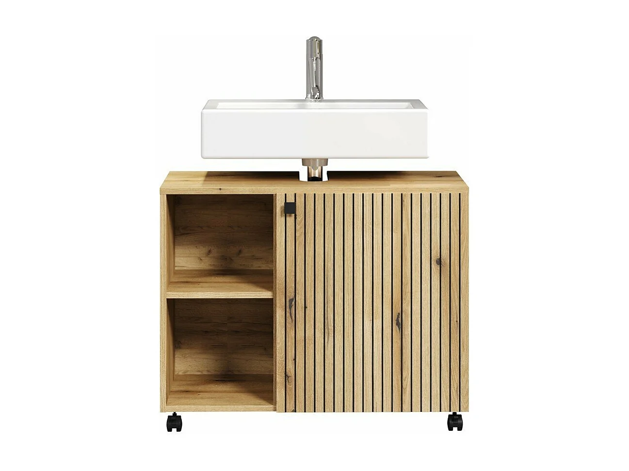 Mobile sottolavabo con ruote 1 anta e 2 nicchie L80 cm - PUREBLISS