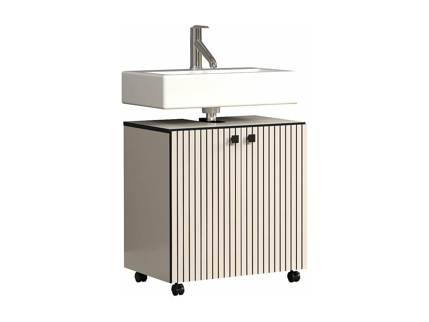 Mueble bajo lavabo con ruedas 2 puertas L60 cm - PUREBLISS