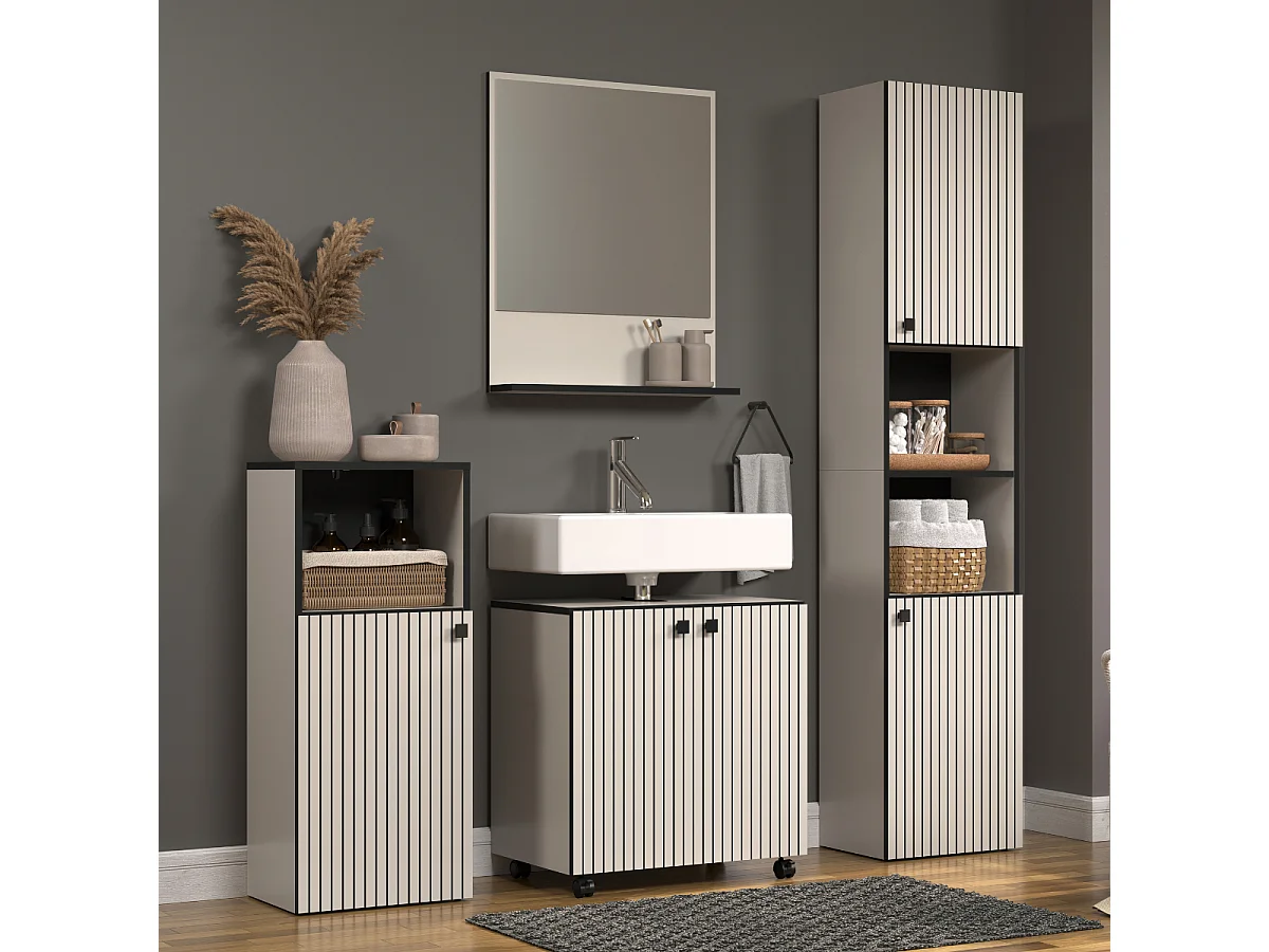 Mueble bajo lavabo con ruedas 2 puertas L60 cm - PUREBLISS