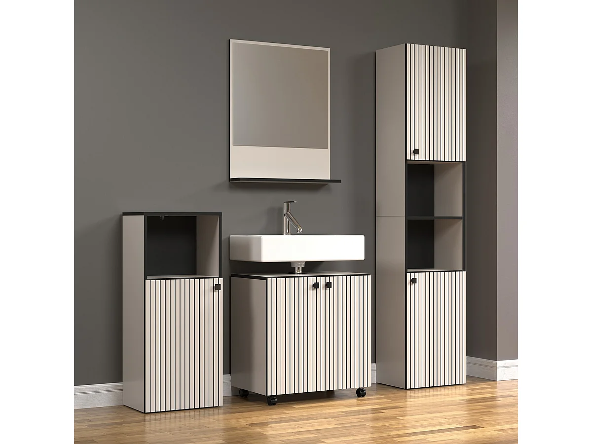 Mueble bajo lavabo con ruedas 2 puertas L60 cm - PUREBLISS