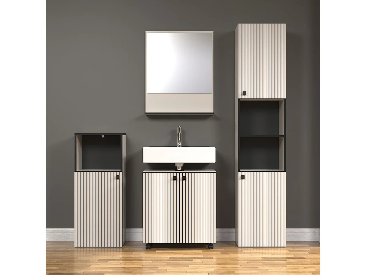 Mueble bajo lavabo con ruedas 2 puertas L60 cm - PUREBLISS