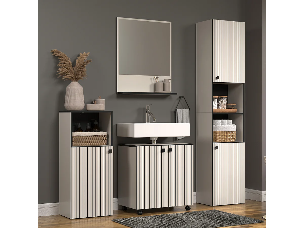Mueble bajo lavabo con ruedas 2 puertas L60 cm - PUREBLISS