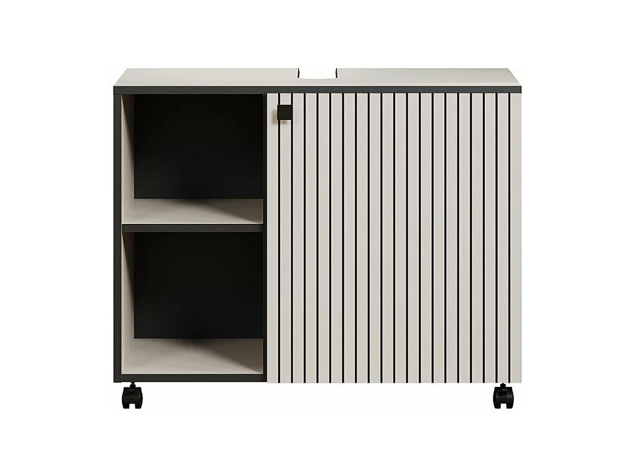 Meuble sous vasque sur roulettes 1 porte et 2 niches L80 cm - PUREBLISS