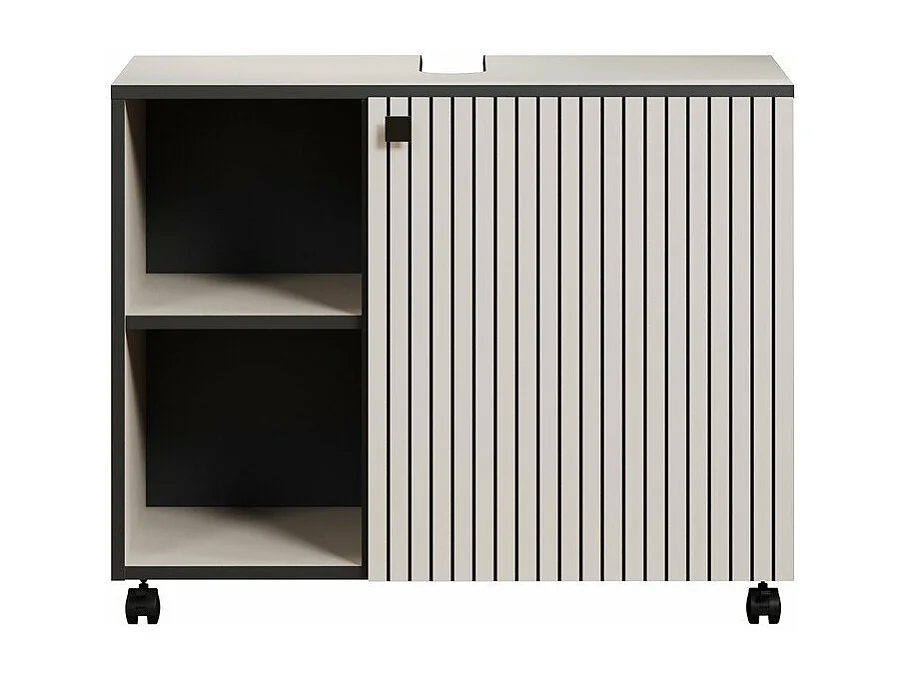 Mueble bajo lavabo con ruedas 1 puerta y 2 nichos L80 cm - PUREBLISS