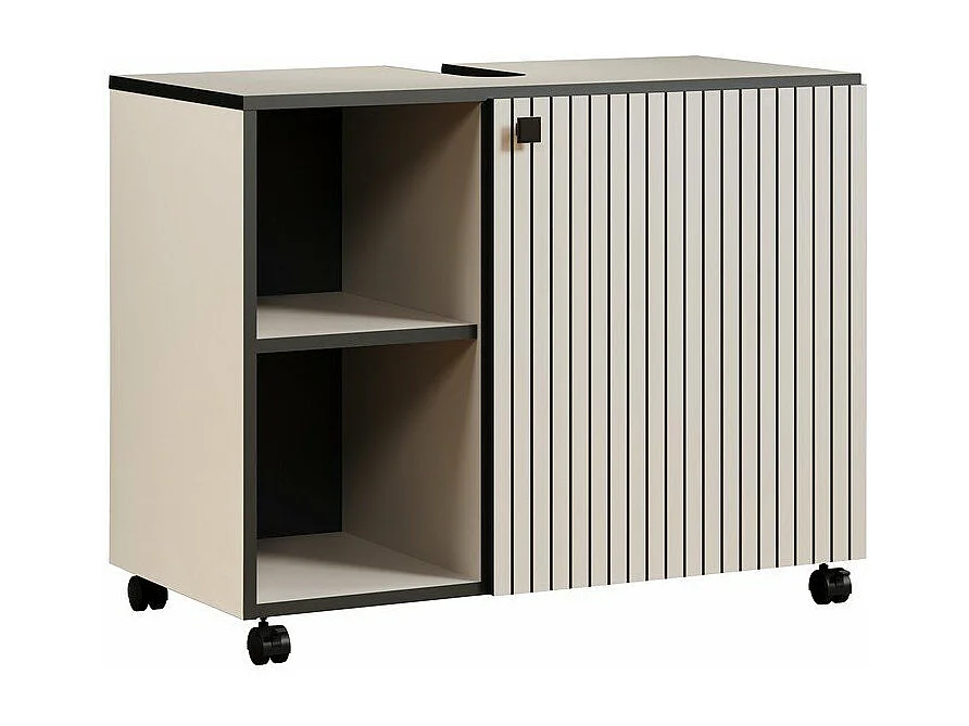 Mueble bajo lavabo con ruedas 1 puerta y 2 nichos L80 cm - PUREBLISS