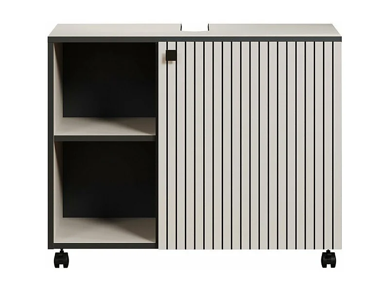 Mueble bajo lavabo con ruedas 1 puerta y 2 nichos L80 cm - PUREBLISS