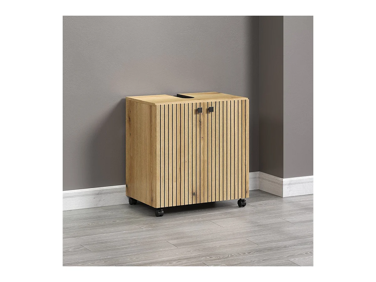 Mueble bajo lavabo con ruedas 2 puertas L60 cm - PUREBLISS