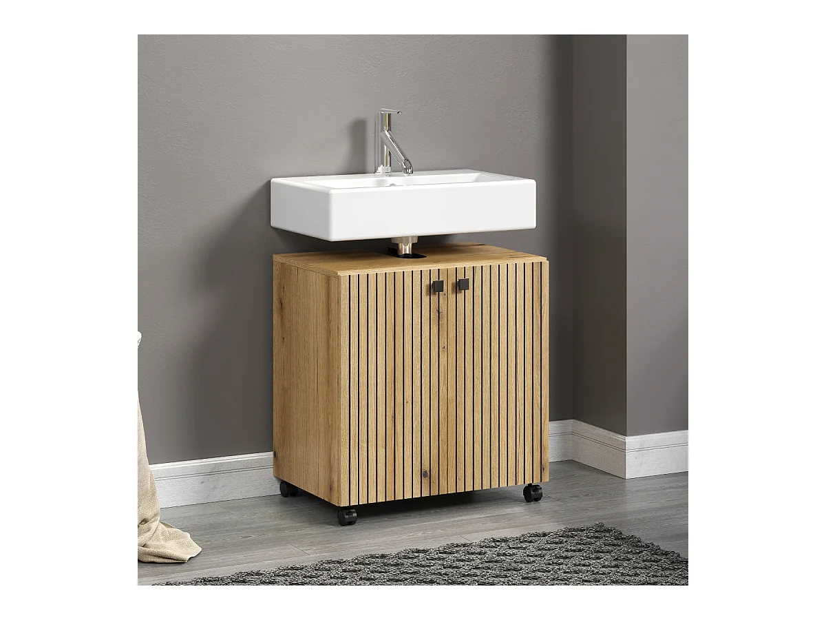Mueble bajo lavabo con ruedas 2 puertas L60 cm - PUREBLISS