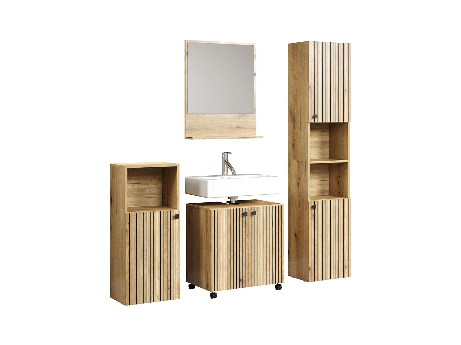 Mueble bajo lavabo con ruedas 2 puertas L60 cm - PUREBLISS