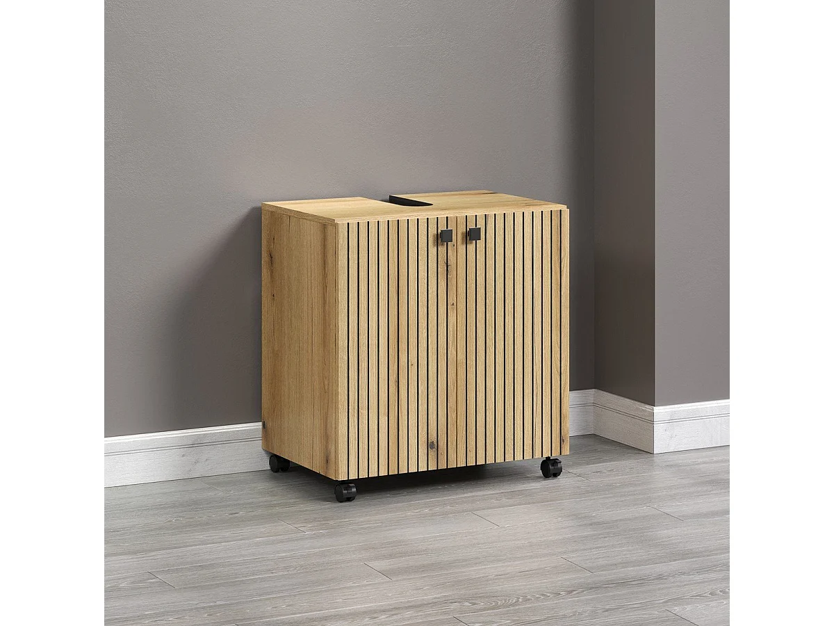 Mueble bajo lavabo con ruedas 2 puertas L60 cm - PUREBLISS