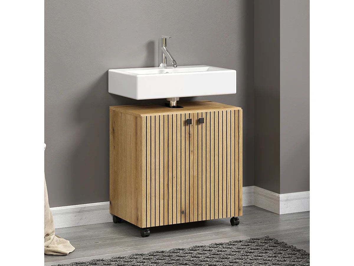 Mueble bajo lavabo con ruedas 2 puertas L60 cm - PUREBLISS