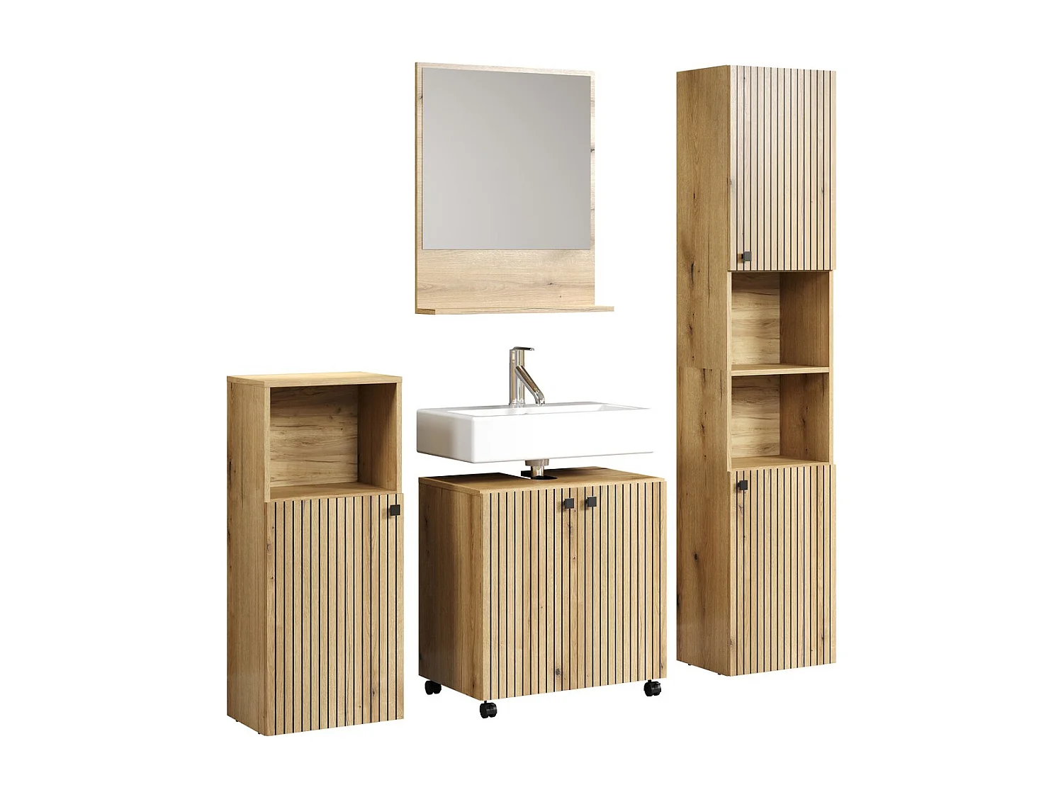 Mueble bajo lavabo con ruedas 2 puertas L60 cm - PUREBLISS