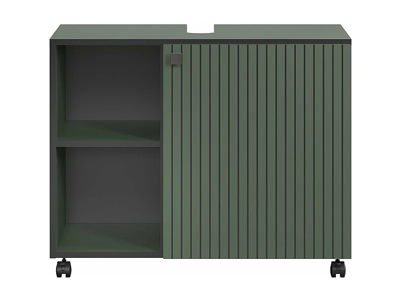 Meuble sous vasque sur roulettes 1 porte et 2 niches L80 cm - PUREBLISS