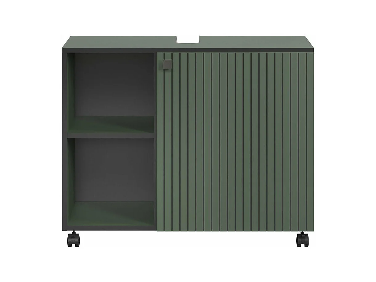 Meuble sous vasque sur roulettes 1 porte et 2 niches L80 cm - PUREBLISS