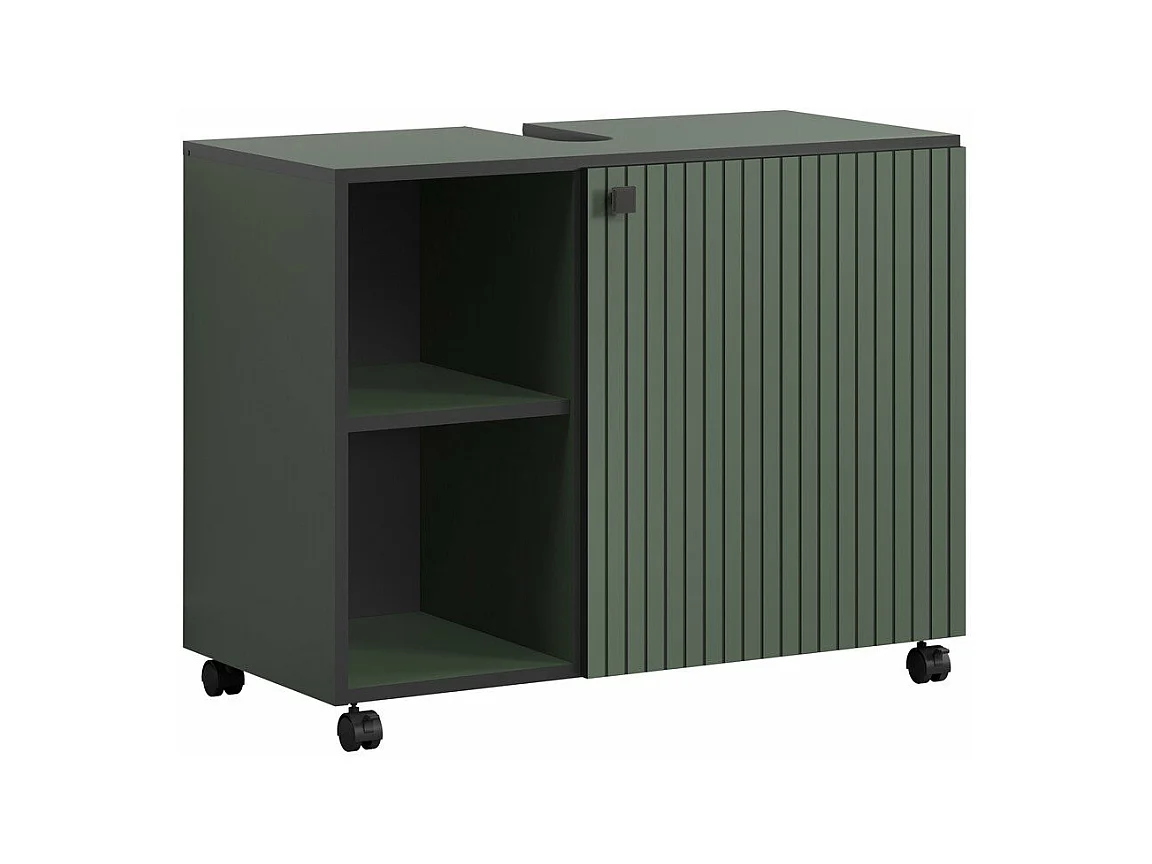 Meuble sous vasque sur roulettes 1 porte et 2 niches L80 cm - PUREBLISS