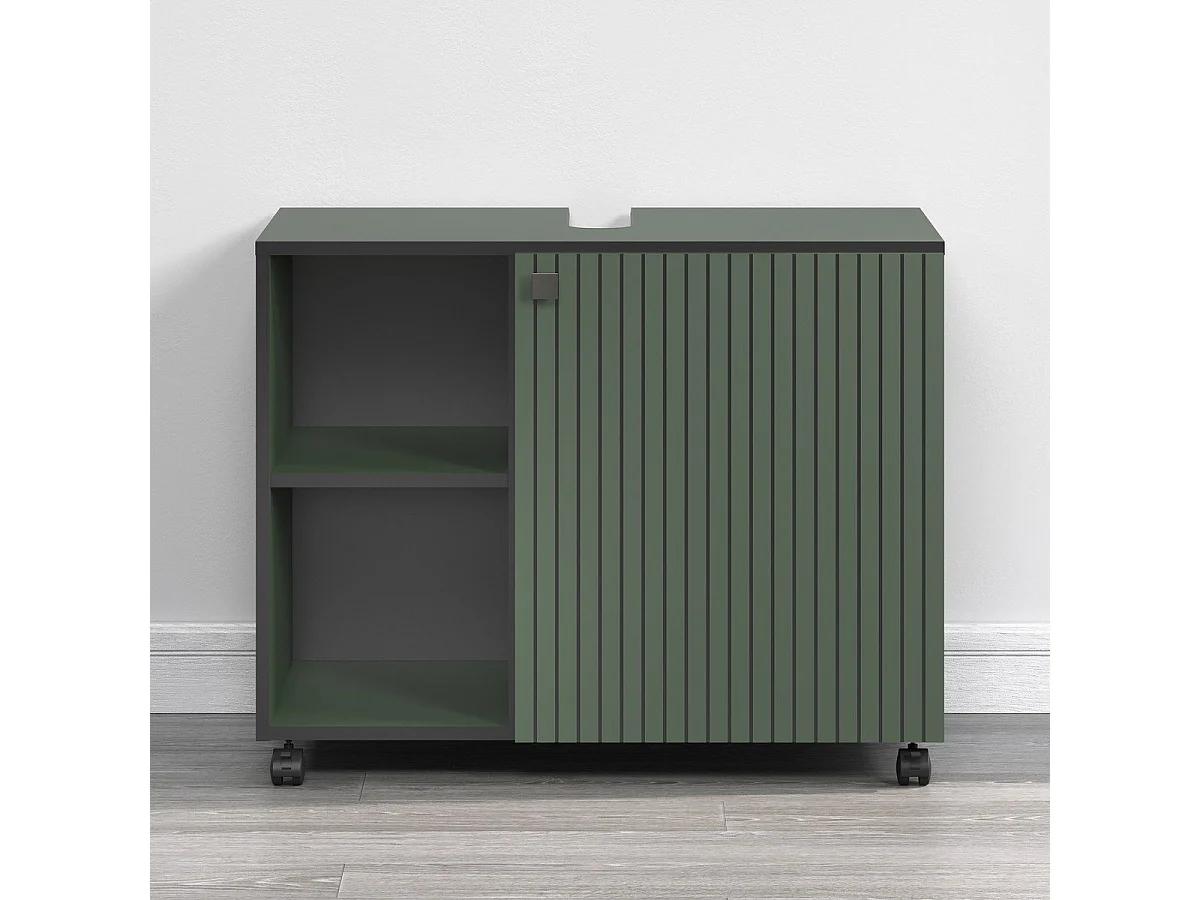 Mobile sottolavabo con ruote 1 anta e 2 nicchie L80 cm - PUREBLISS