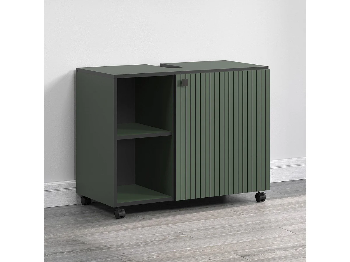 Mobile sottolavabo con ruote 1 anta e 2 nicchie L80 cm - PUREBLISS