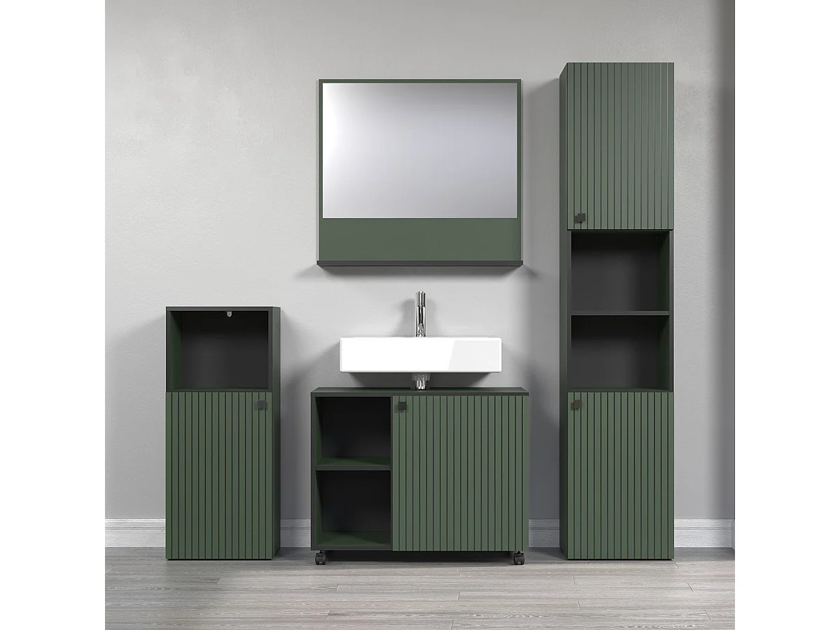 Mobile sottolavabo con ruote 1 anta e 2 nicchie L80 cm - PUREBLISS