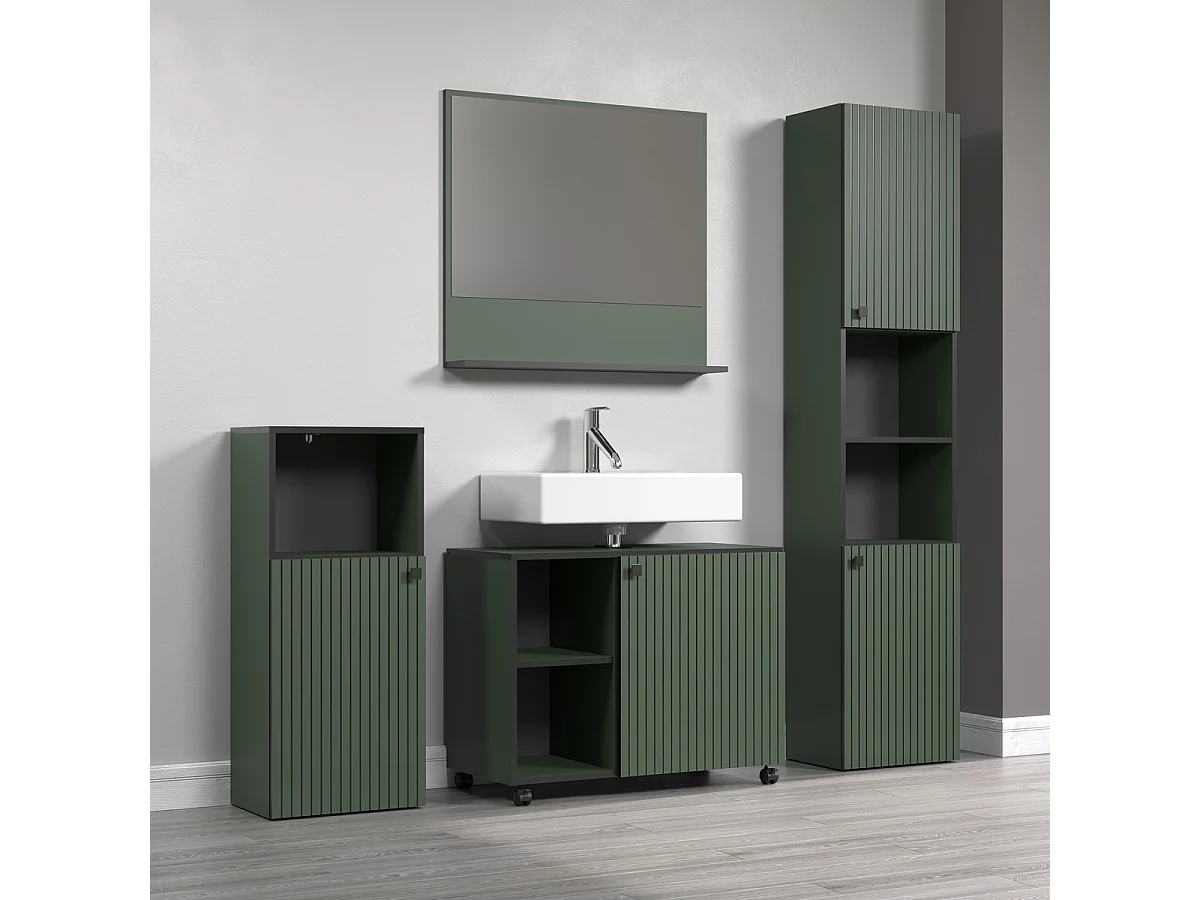 Mobile sottolavabo con ruote 1 anta e 2 nicchie L80 cm - PUREBLISS