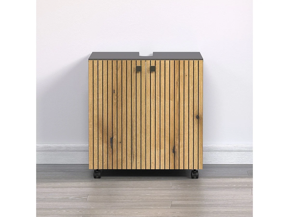 Mueble bajo lavabo con ruedas 2 puertas L60 cm - PUREBLISS