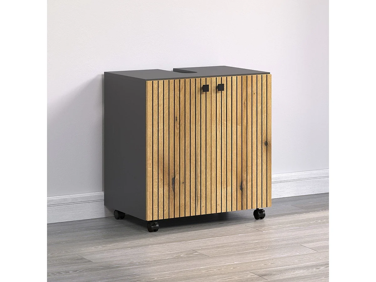 Mueble bajo lavabo con ruedas 2 puertas L60 cm - PUREBLISS