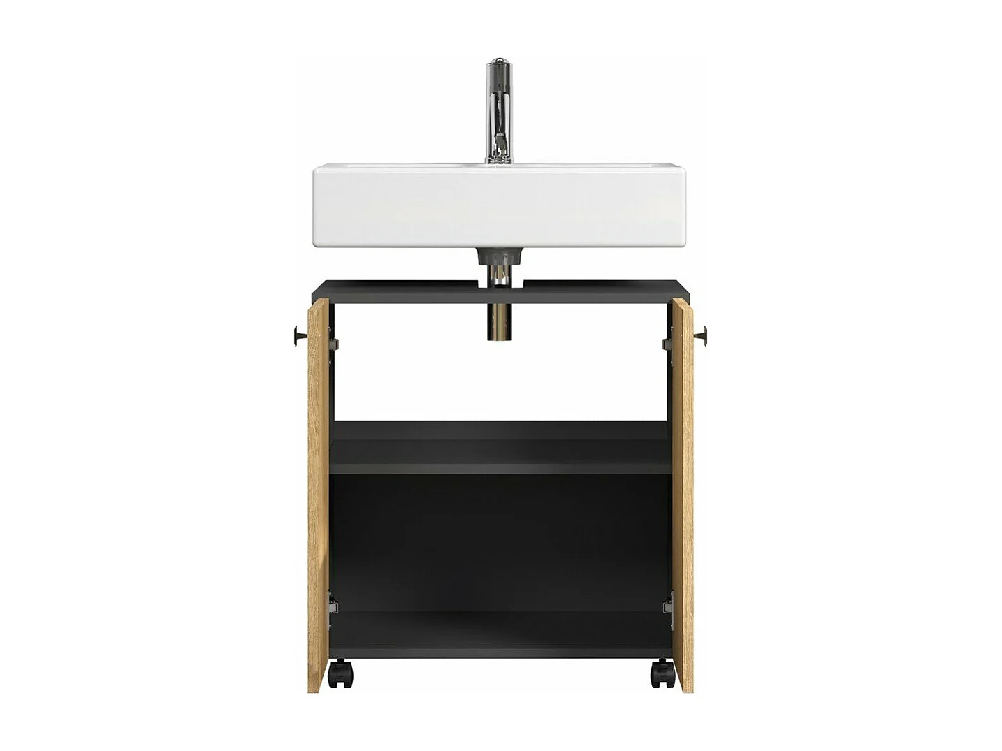 Mueble bajo lavabo con ruedas 2 puertas L60 cm - PUREBLISS