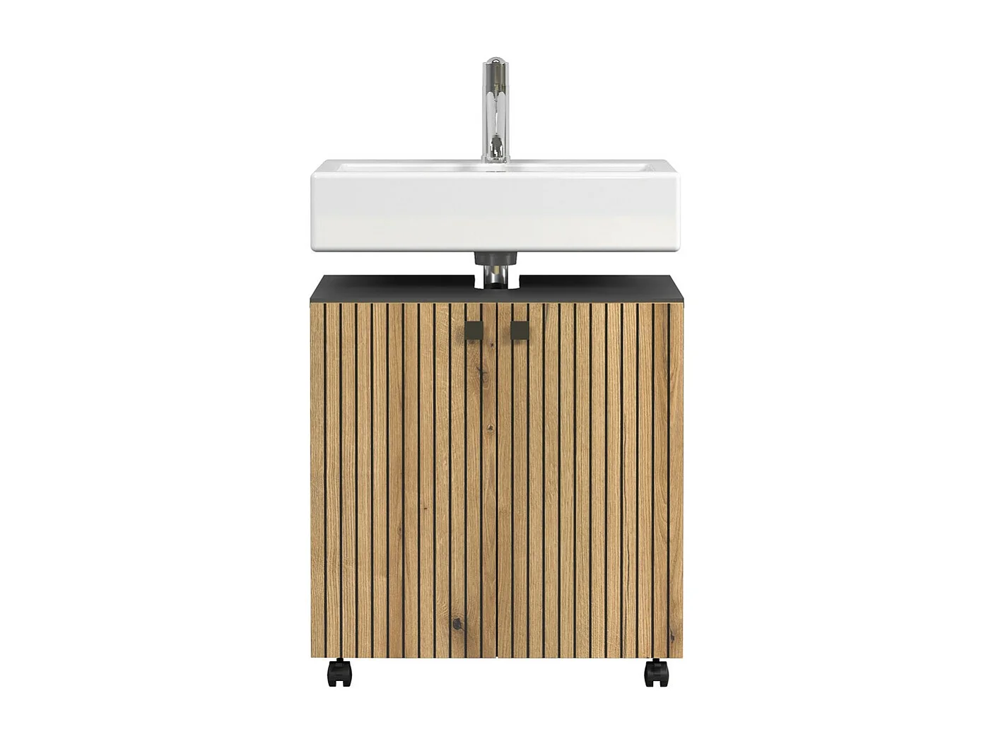 Mueble bajo lavabo con ruedas 2 puertas L60 cm - PUREBLISS