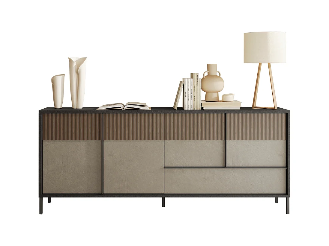 Gran aparador 4 puertas, 1 cajón y 2 estantes L206 cm - EVEREST